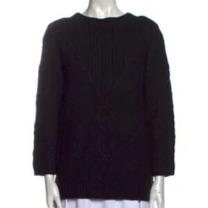 KARL LAGERFELD Black Chunky Knit Scoop Neck Sweater Size Small
